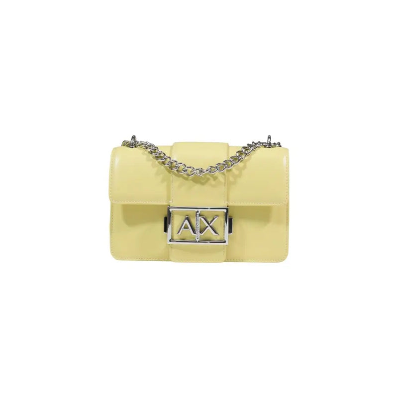 Armani Exchange pale yellow leather crossbody bag with AX clasp