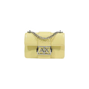 Armani Exchange pale yellow leather crossbody bag with AX clasp