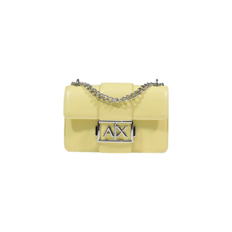 Armani Exchange pale yellow leather crossbody bag with AX clasp