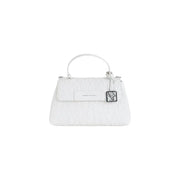 Armani Exchange white quilted handbag with top handle and logo plaque