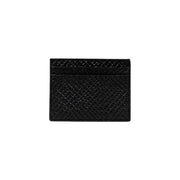 Armani Exchange black leather card holder for men with glossy finish and subtle diamond-patterned embossing fall winter