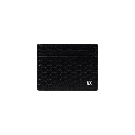 Black patterned leather card holder from Armani Exchange for men’s fall winter collection
