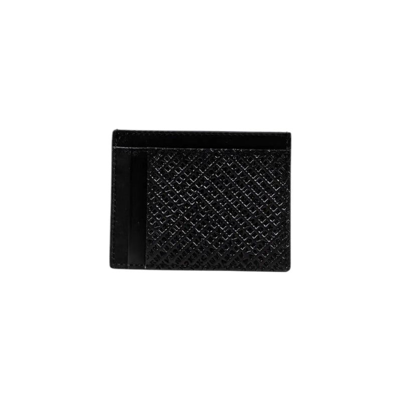 Armani Exchange black leather card holder for men with a subtle geometric texture for fall winter use