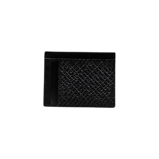Armani Exchange black leather card holder for men with a subtle geometric texture for fall winter use