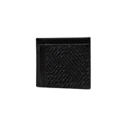 Armani Exchange black leather wallet for men with a black textured card holder woven pattern and smooth leather edges