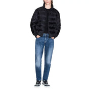 Armani Exchange black polyamide quilted puffer jacket for men with high collar and ribbed cuffs