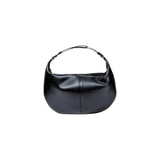 Armani Exchange black polyester handbag with Black leather hobo bag curved design and single top handle with zip pocket