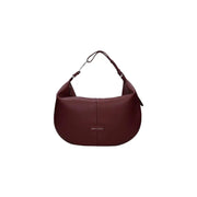 Armani Exchange burgundy leather hobo bag with zip pocket and plaque