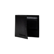 Black leather bifold wallet from Armani Exchange designed for men’s fashion