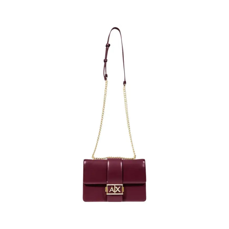 Sleek burgundy Armani Exchange crossbody bag with gold ax clasp