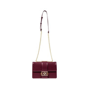 Sleek burgundy Armani Exchange crossbody bag with gold ax clasp
