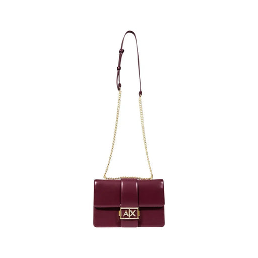 Sleek burgundy Armani Exchange crossbody bag with gold ax clasp