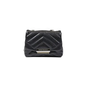 Armani Exchange black quilted leather crossbody bag with chevron pattern silver-tone hardware 14x20x8 cm