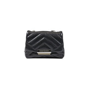 Armani Exchange black quilted leather crossbody bag with chevron pattern silver-tone hardware 14x20x8 cm