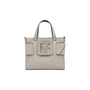 Armani Exchange Sac à main en cuir gris clair avec plaque logo Axe