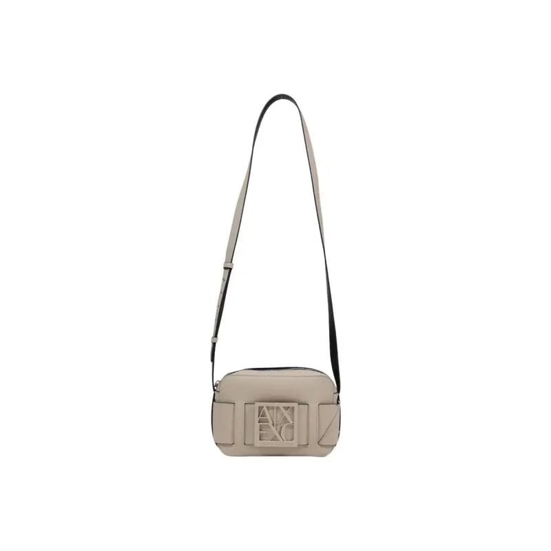 Armani Exchange beige leather crossbody bag with black strap