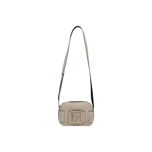 Armani Exchange beige leather crossbody bag with black strap