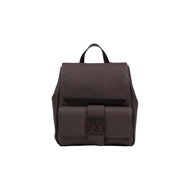 Armani Exchange womens black rucksack with pockets and textured leather flap