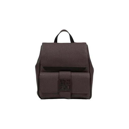 Armani Exchange womens black rucksack with pockets and textured leather flap