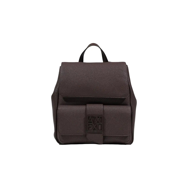 Armani Exchange womens black rucksack with pockets and textured leather flap