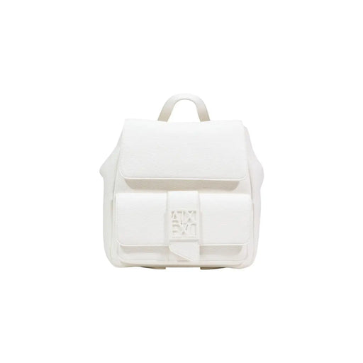 Sleek white Armani Exchange womens black rucksack with pockets and minimalist embossed logo