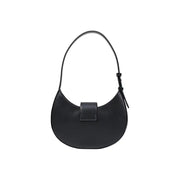Armani Exchange black leather women’s hobo bag with zip closure and a sleek minimalist design with curved strap