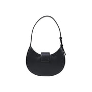 Armani Exchange black leather women’s hobo bag with zip closure and a sleek minimalist design with curved strap