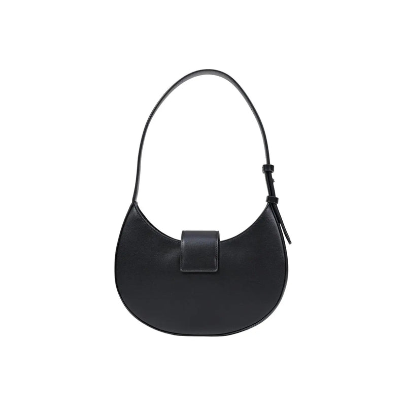 Armani Exchange black leather women’s hobo bag with zip closure and a sleek minimalist design with curved strap