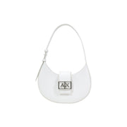 Armani Exchange white leather hobo bag with silver AX logo clasp