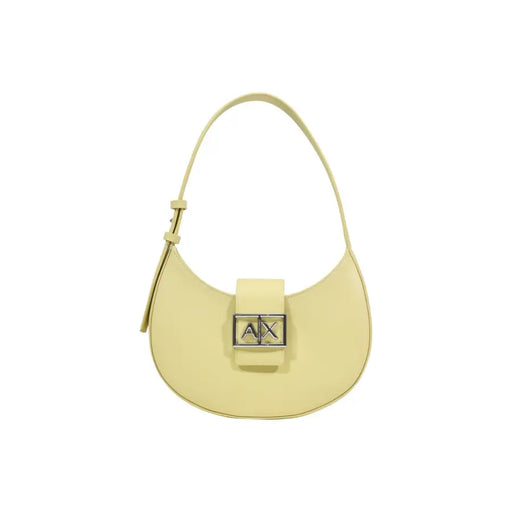 Armani Exchange pale yellow leather hobo bag with ax clasp