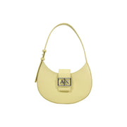 Armani Exchange pale yellow leather hobo bag with ax clasp