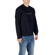Black armani exchange crewneck sweatshirt with subtle white embroidered branding made from 100% cotton for fall winter use