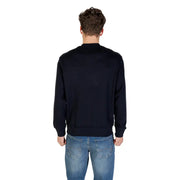 Armani Exchange Blue black 100% cotton crewneck sweatshirt with long sleeves and ribbed cuffs for fall winter menswear