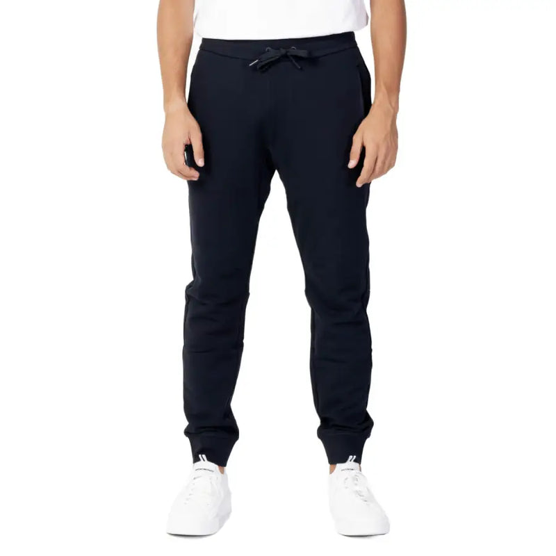 Black jogger pants with drawstring waistband and ribbed cuffs from armani exchange blue cotton laced trousers for men fall winter