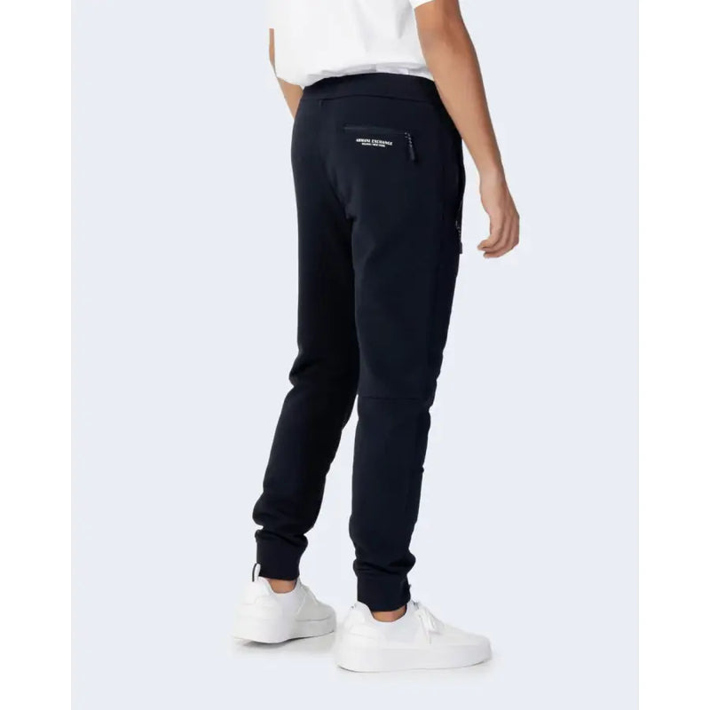 Black armani exchange joggers with sleek tapered fit and subtle back pocket branding for fall winter wear