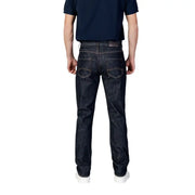 Armani Exchange blue cotton polyester jeans for men in dark indigo with classic five-pocket design and subtle stitching details