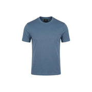 A sleek solid blue armani exchange crew neck cotton t shirt for men with a minimalist design