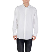 Armani Exchange classic white long-sleeve men’s shirt displayed for sale