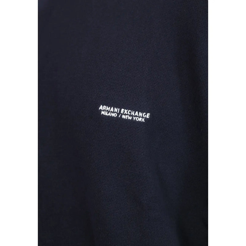 Armani Exchange cotton sweater for men in dark navy with white embroidered logo front view