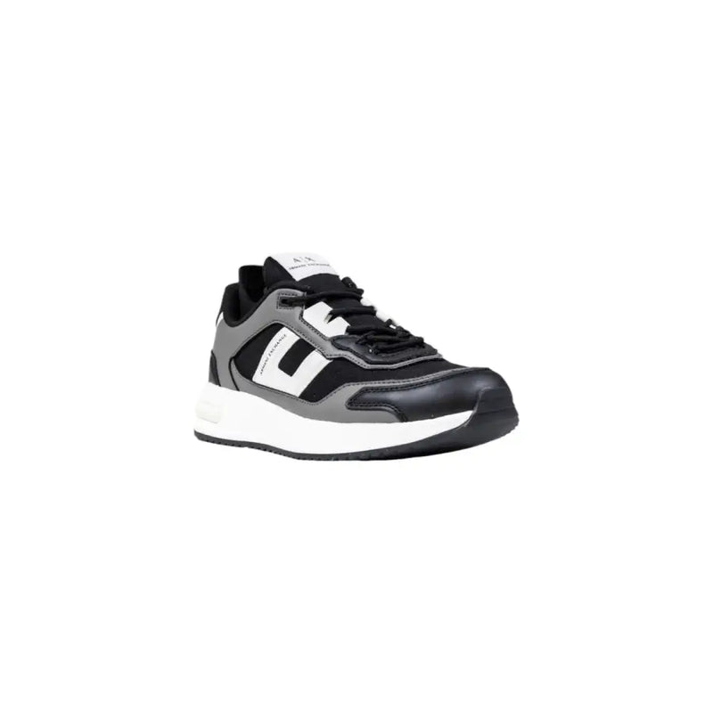 Armani Exchange grey polyester sneakers for men black and gray athletic sneaker with white accents sleek modern design