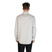 Armani Exchange Grey Striped Long Sleeve Cotton Shirt with black pants for men