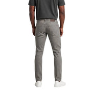 Armani Exchange jeans for men in gray denim with slim fit and brown leather belt loop front view