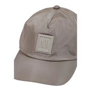 Beige armani exchange men baseball cap with subtle sheen and square logo patch made of grey polyester