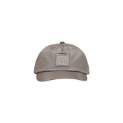 Armani Exchange men baseball hat in taupe polyester with structured fit and square embroidered logo patch on front