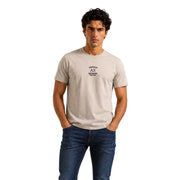 Beige Armani Exchange men cotton t shirt with round neck and black logo on the chest
