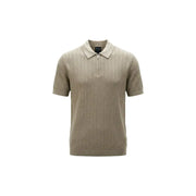 Armani Exchange Beigefarbenes Herren-Poloshirt aus Baumwolle mit Reißverschluss, geripptem Strickkragen und halben Reißverschluss vorne