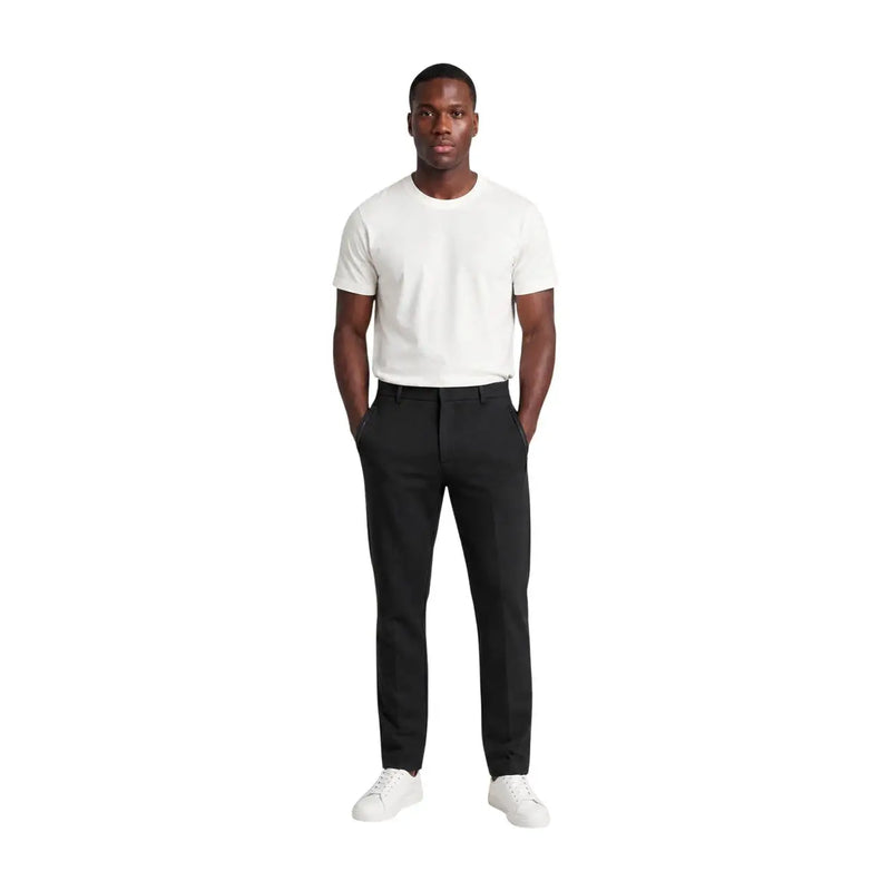 Armani Exchange men black cotton blend tailored trousers with sleek modern cut and subtle creases