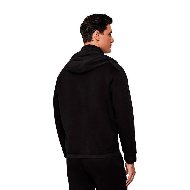 Armani Exchange men black cotton blend turtleneck sweatshirt with a sleek modern design and ribbed cuffs