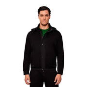 Armani Exchange men black cotton blend sweatshirt with a sleek modern design and subtle button closures hooded jacket