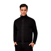 Armani Exchange men black cotton blend turtleneck sweatshirt with sleek modern design and subtle button detailing